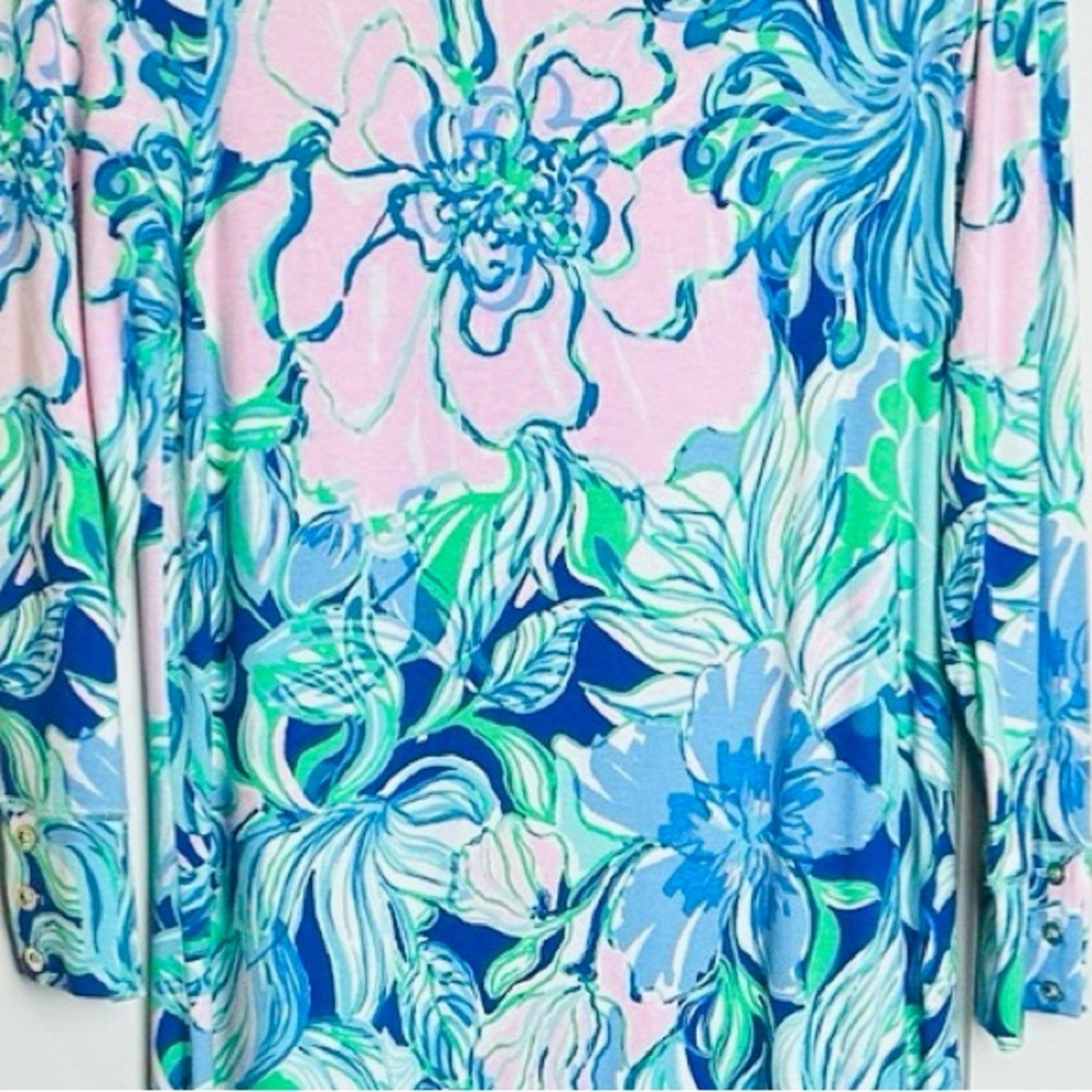 Lilly Pulitzer Pink and Blue Floral Long Sleeve Dress - Picture 2 of 2